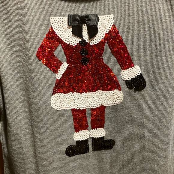 NWTPink & Violet Long sleeve Christmas Dress w/ Sequin santa plaid skirt G 14/16 - Picture 3 of 6